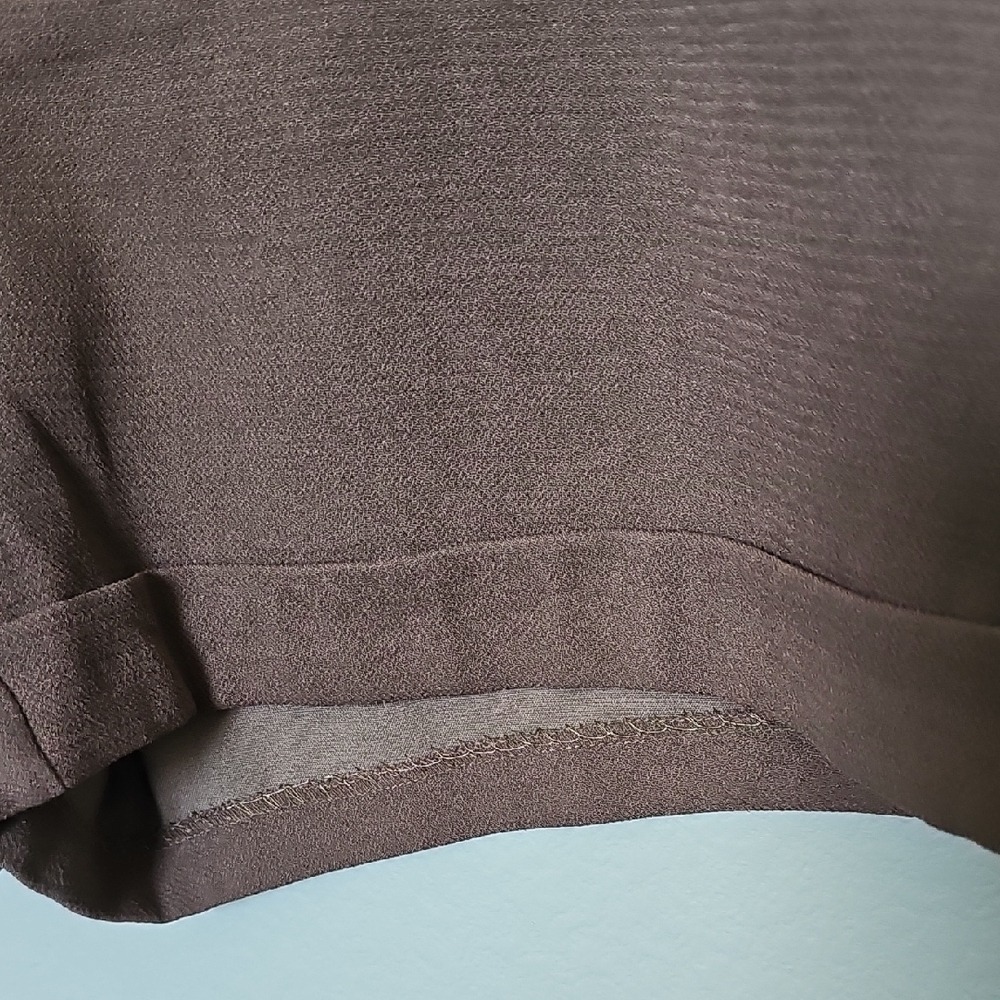 Kenneth Cole High Waist Taupe Dark Roast Brown Dressy Twill Shorts Size 12 - Picture 4 of 10